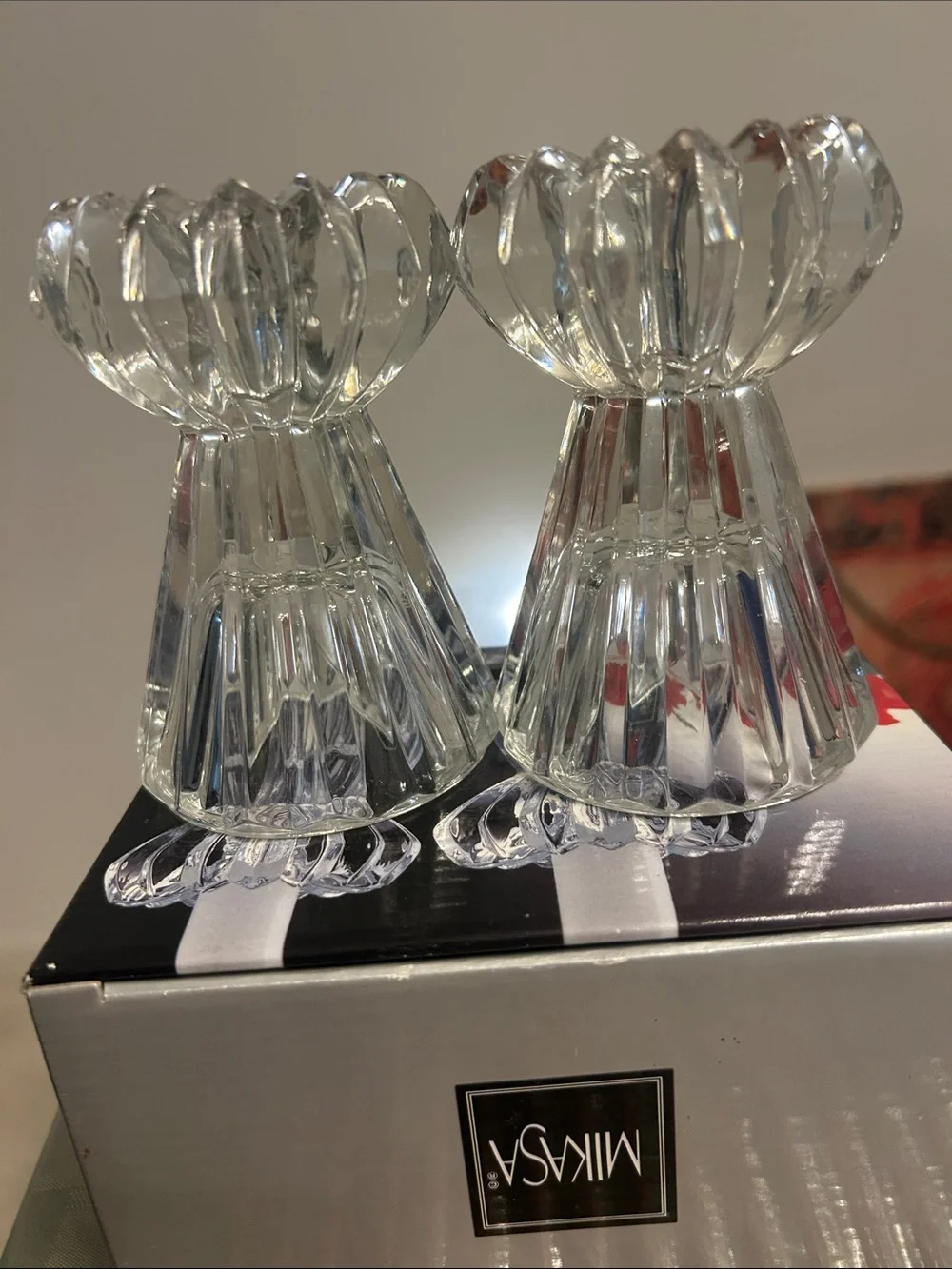 Mikasa Clear Crystal Candle Holders. Brand new.